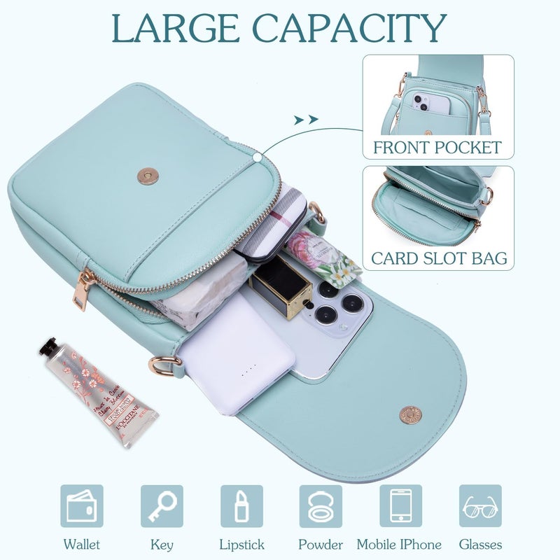 Viverte Crossbody Purse for Teen Girls Small Initial Cell Phone Toddler Purse Leather Triple Compartment Crossbody Bags - Image 3